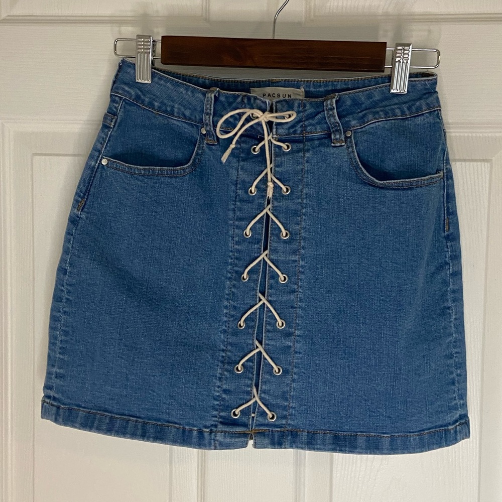PacSun Lace Up Denim Mini Skirt Size 26